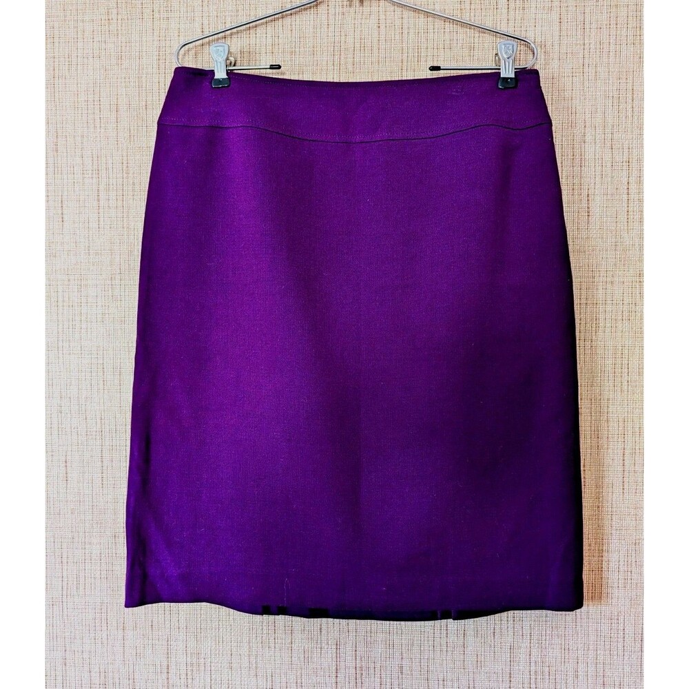 Tahari Women’s Plum Solid Pencil Skirt Size 10 Lined Stretch Zip Knee